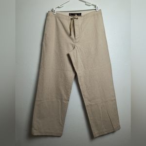 Express Linen Blend Drauntring Pant Women's Size Large L Tan